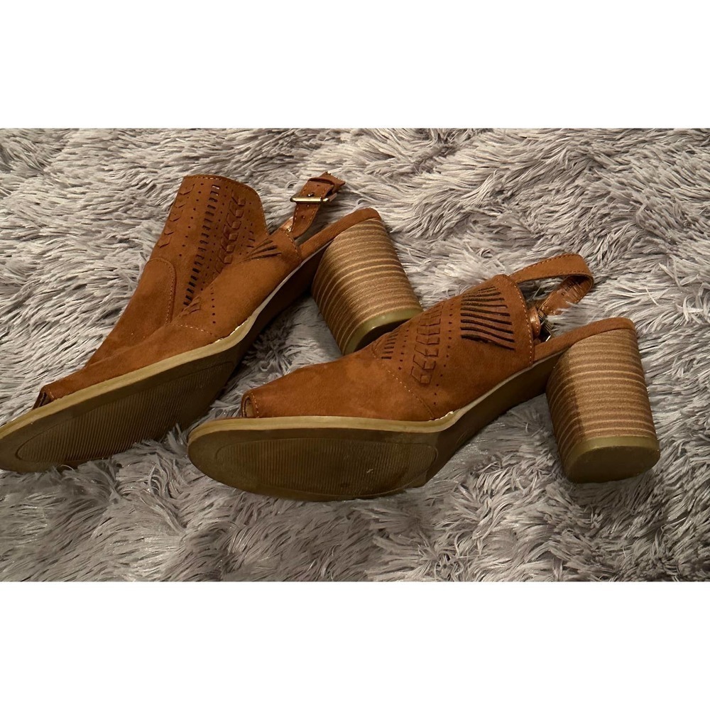 Universal Thread Brown Sling Back Peep-Toe Mule Heels Women Size 9.5 - Picture 6 of 11